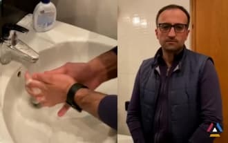 Арсен Торосян показывает, как правильно мыть руки для защиты от коронавируса