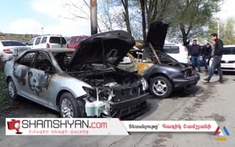 Several cars were burned at the car market in Yerevan