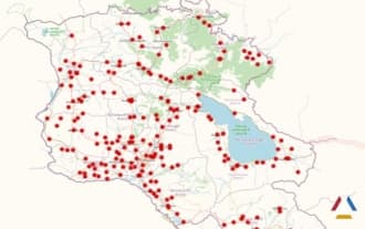 Map of addresses of self-isolated COVID-19 patients in Armenia