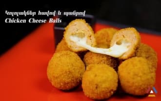 Homemade Crispy Chicken Meatballs with cheese