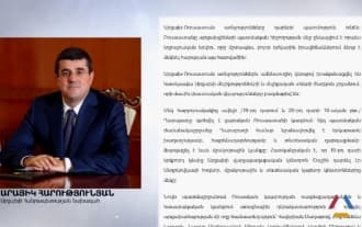 Arayik Harutyunyan addressed the President of Russia Vladimir Putin
