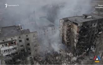 Drone footage shows Borodyanka after bombing