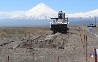 Mine clearance works have begun on the Armenian-Turkish border
