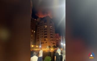 A strong fire in a residential building in the center of Yerevan